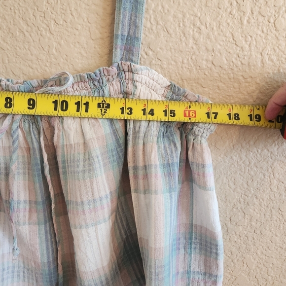 American Eagle Plaid Cropped Baby Doll Tank Top XL Cottage Core - Picture 5 of 7